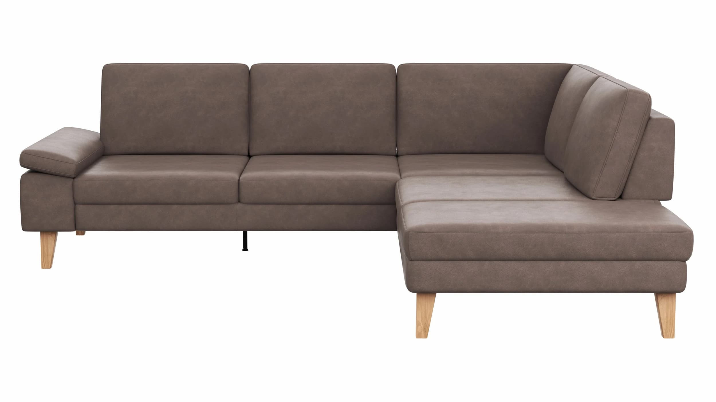 Ecksofa Houston - 2,5-Sitzer, Eckelement und 1-Sitzer mit Abschlussteil rechts, inkl. Sitztiefenverstellung und Armlehne klappbar, Leder, Dunkelbraun