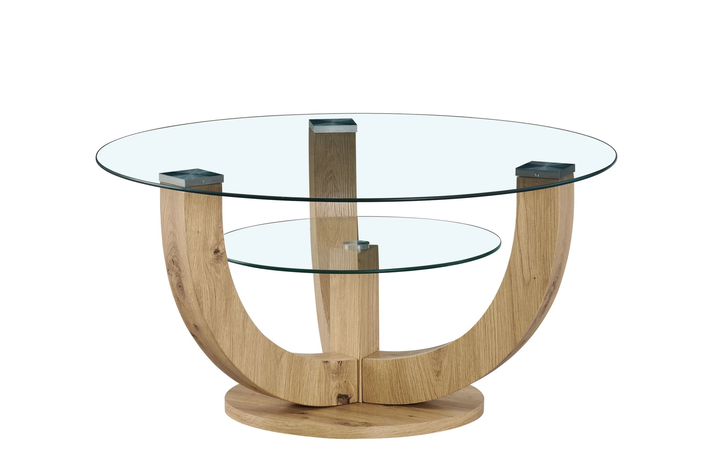 Couchtisch - Ø/H ca. 80x40 cm, Glas, Artisan Eiche Nachbildung