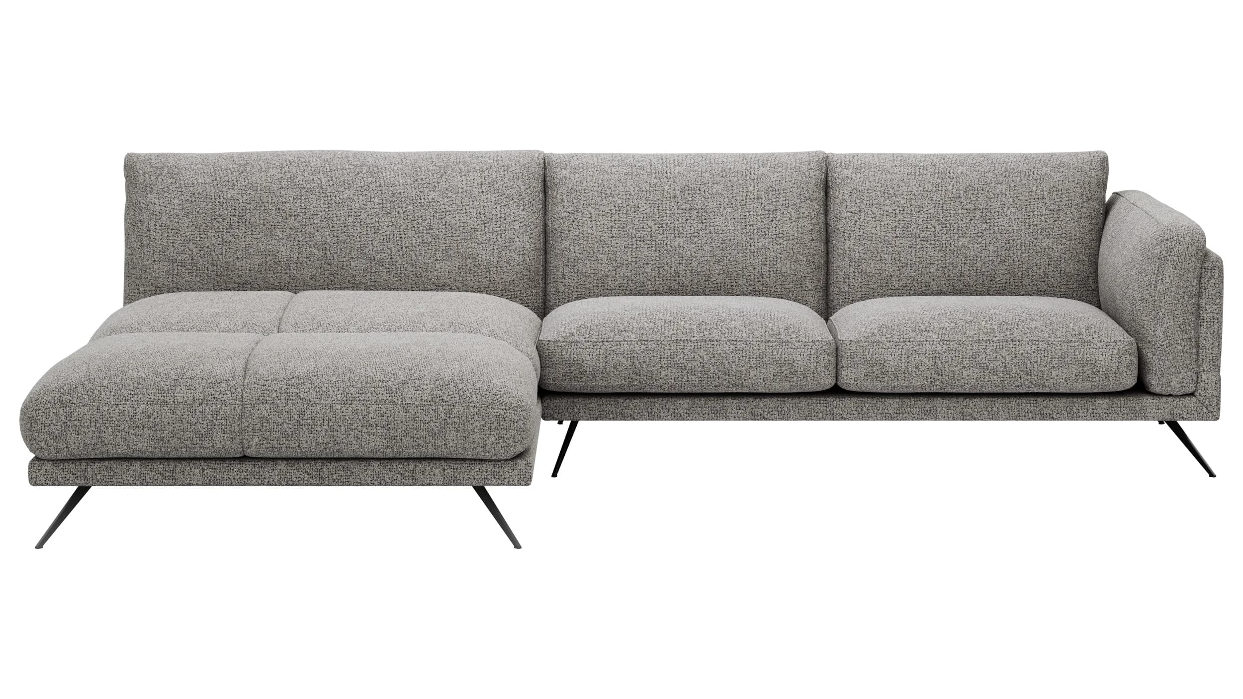 Ecksofa Valdemoro - Longchair mit 2,5-Sitzer rechts inkl. Rückenlehne verstellbar, Stoff, Grau