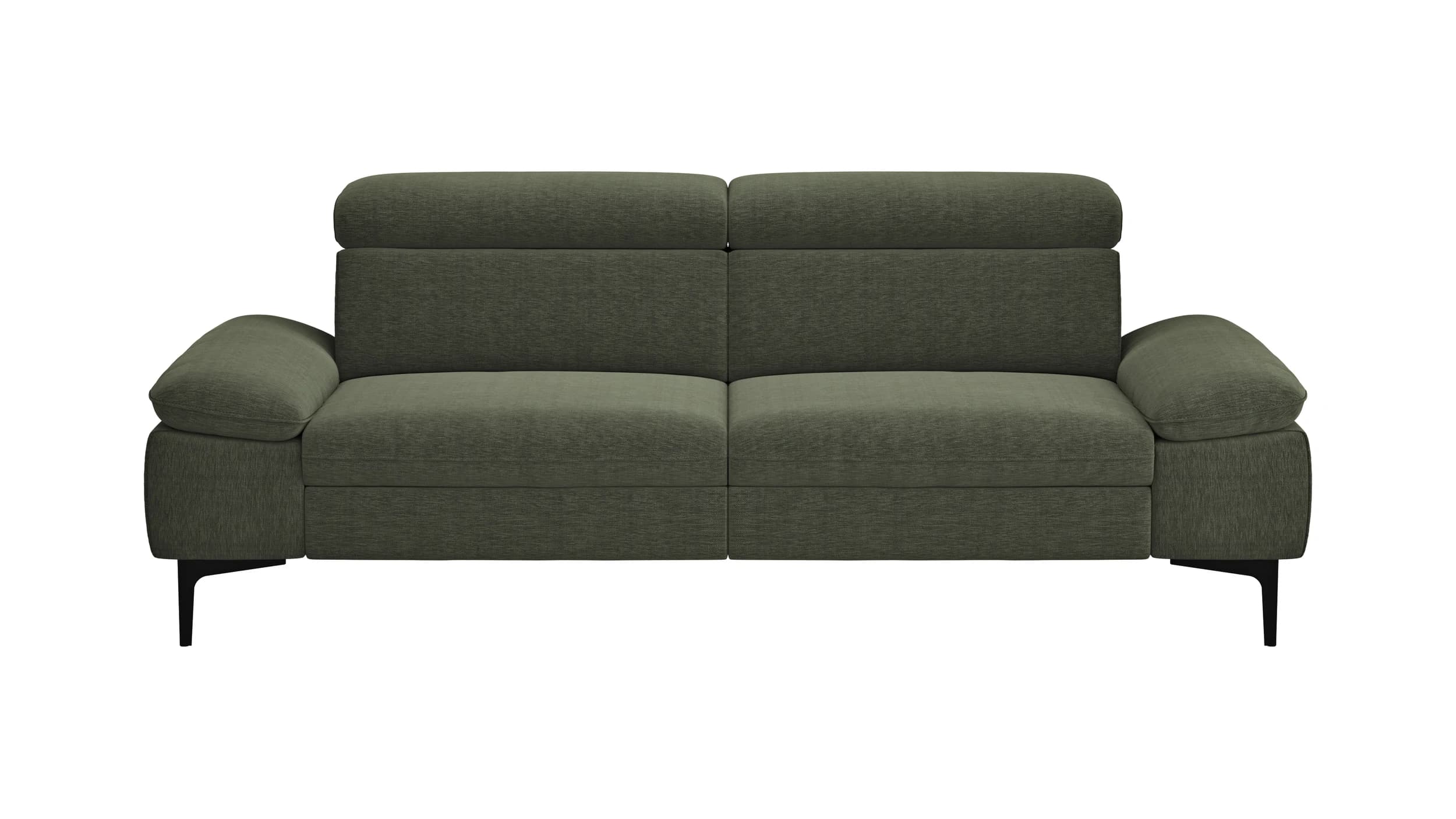 Sofa Felipa - 3-Sitzer inkl. Kopfteil verstellbar, Stoff, Dunkelgrün