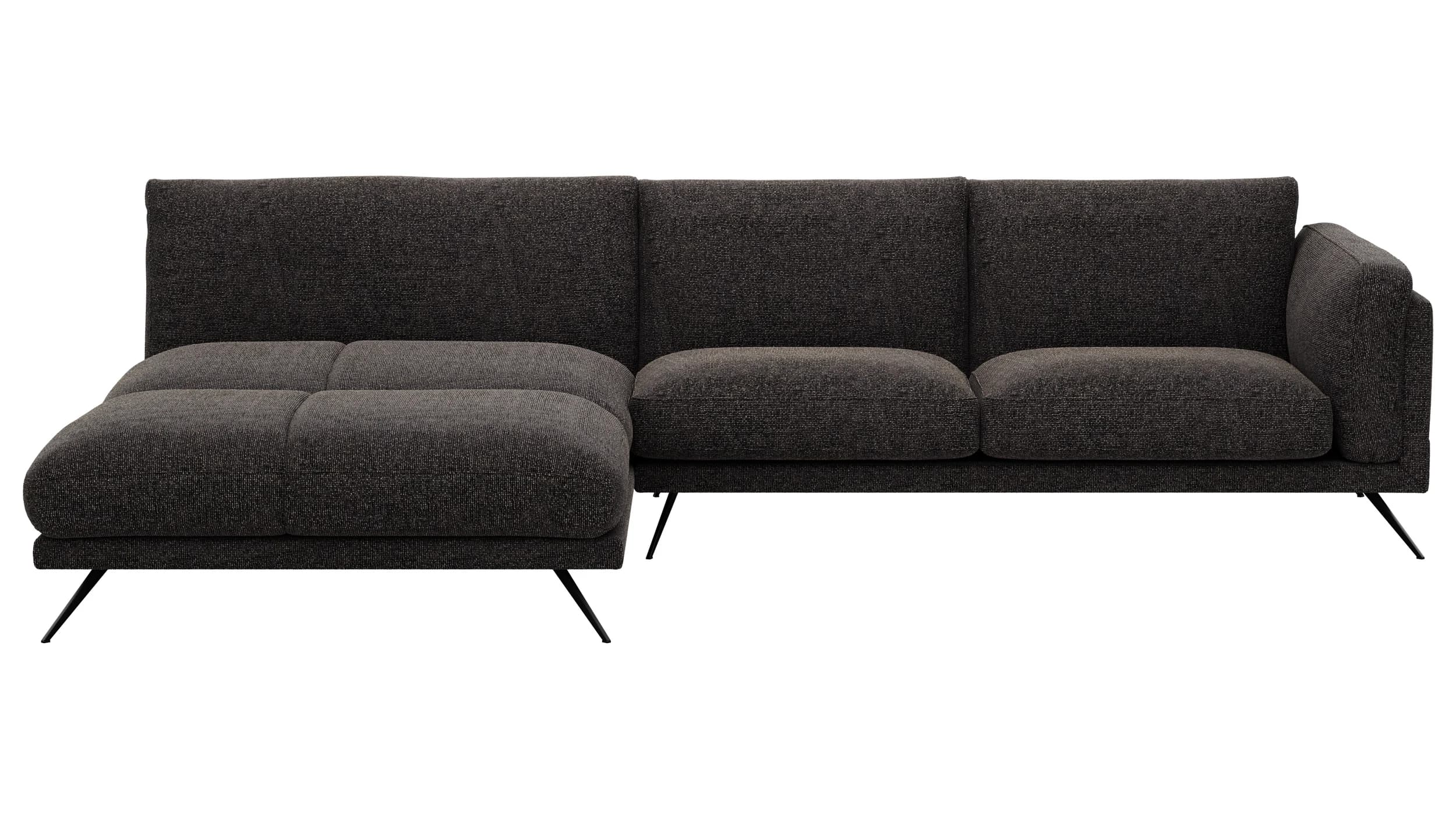 Ecksofa Valdemoro - Longchair mit 2,5-Sitzer rechts inkl. Rückenlehne verstellbar, Stoff, Anthrazit