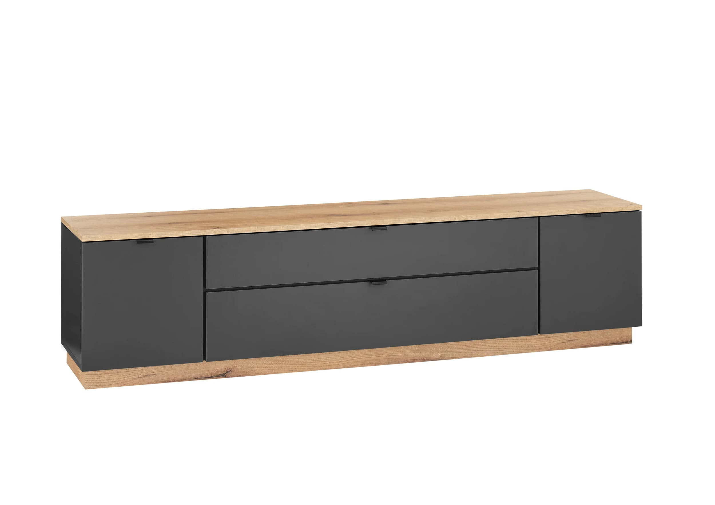 Lowboard- Anthrazit, Eiche Dekor