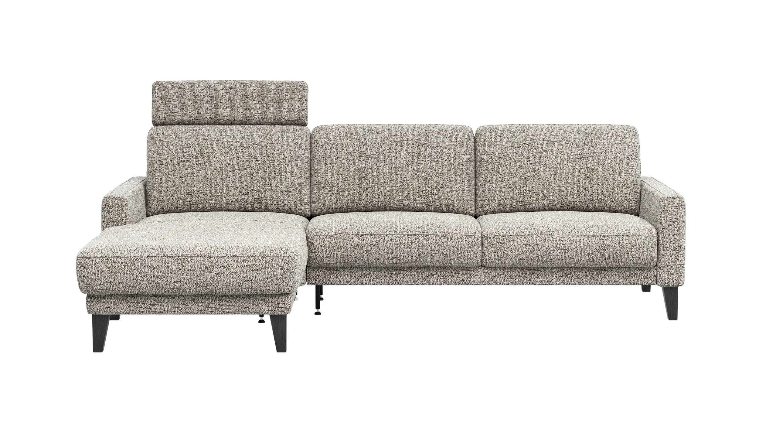 Ecksofa Matero - Longchair + 2,5-Sitzer rechts inkl. Relaxfunktion motorisch, Stoff, Graubeige