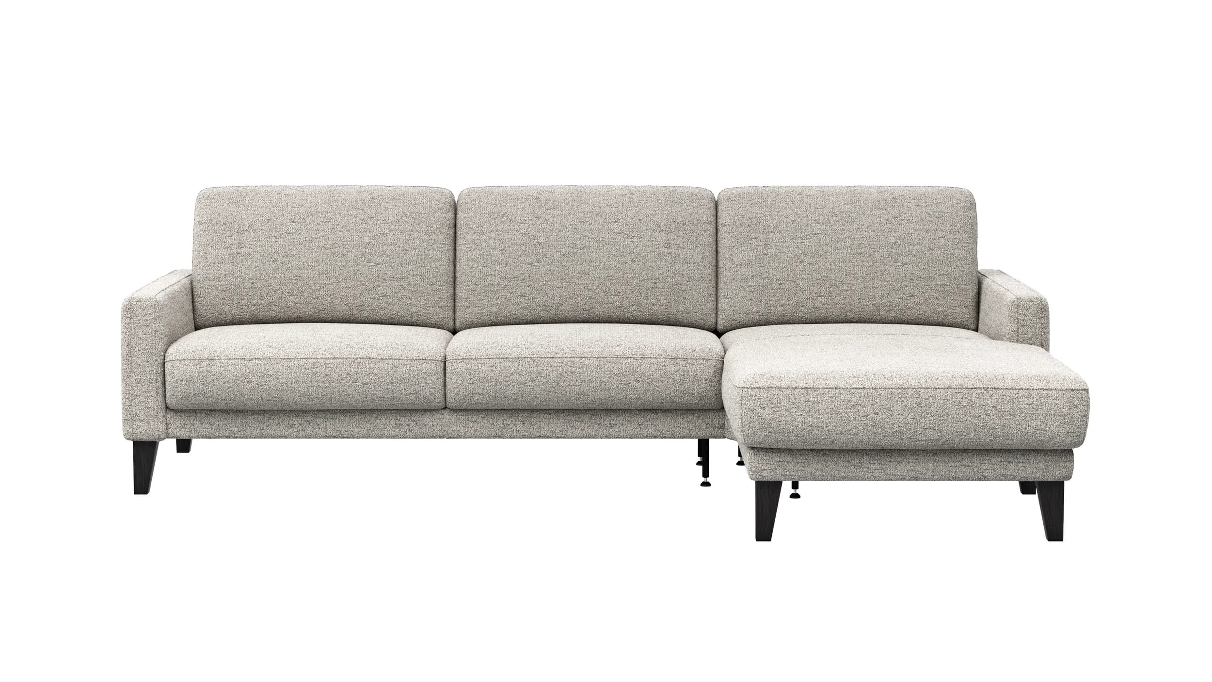 Ecksofa Matero - 2,5-Sitzer mit Longchair rechts, Stoff, Hellgrau