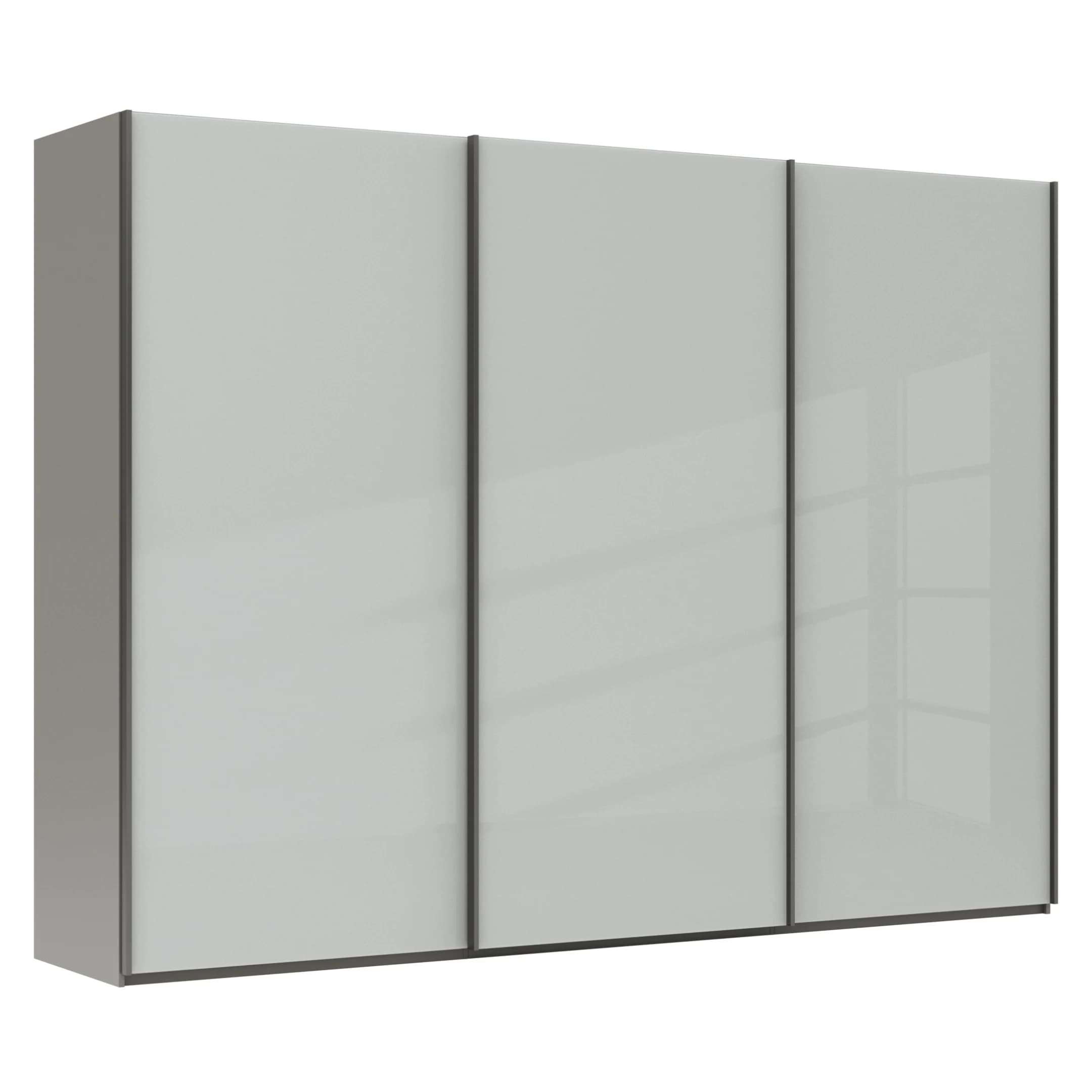 Schwebetürenschrank Marbella - B ca. 300 cm, Glas, Weiß