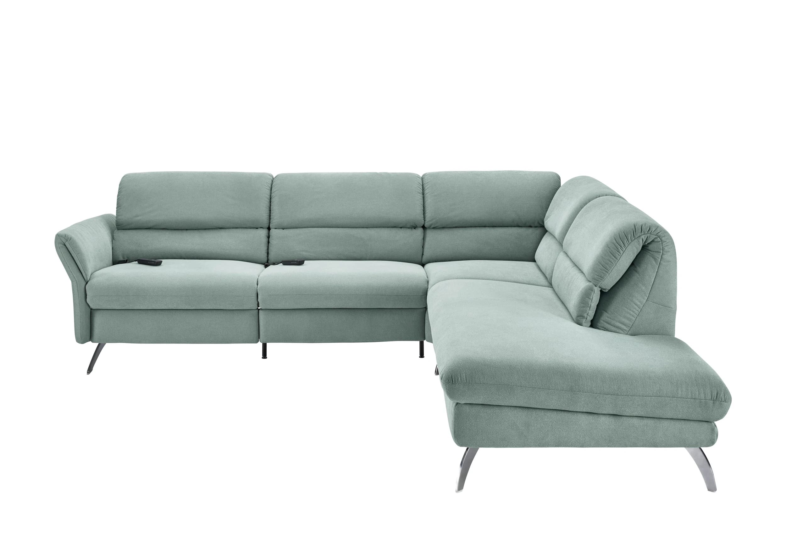 Ecksofa - 3-Sitzer mit Ecke rechts, Rückenlehne verstellbar, Stoff, Mint
