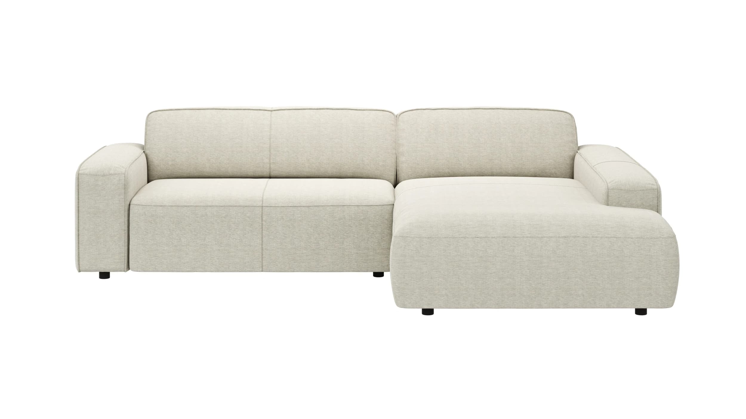 Ecksofa Denver - 2-Sitzer mit Longchair rechts, Stoff, Natur