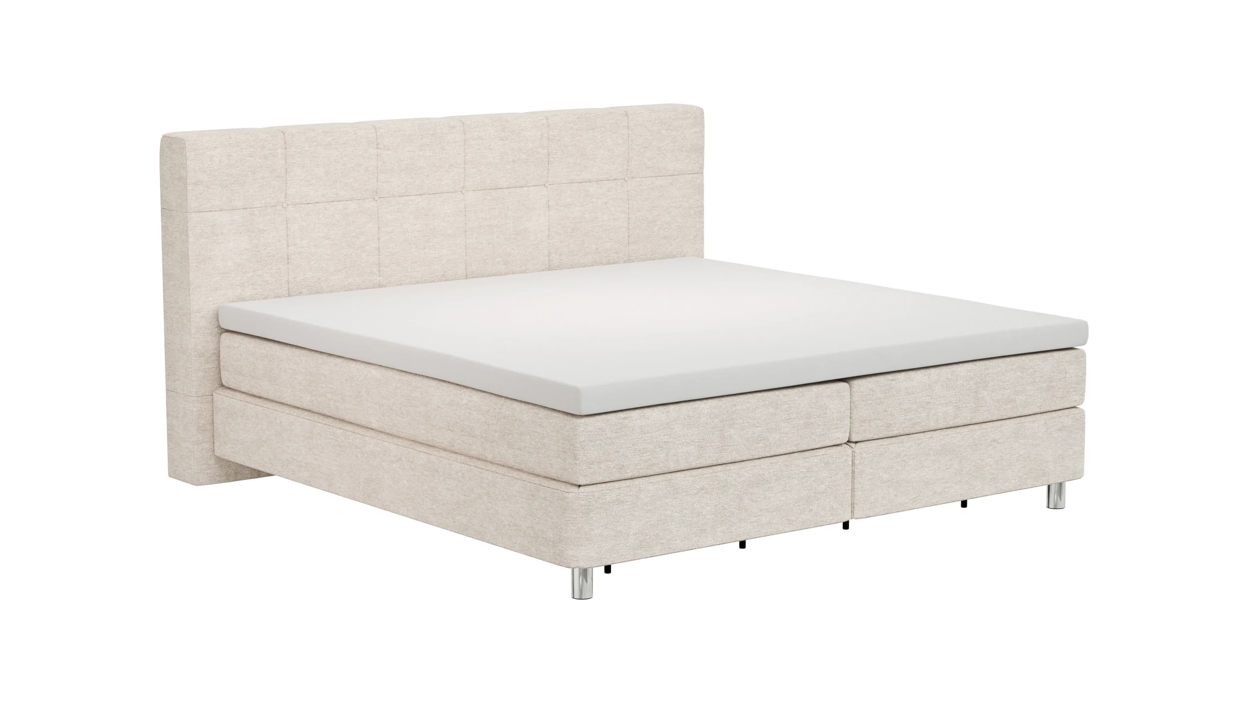 Boxspringbett Alpin - Liegefläche 200x200cm, Stoff, Graubeige