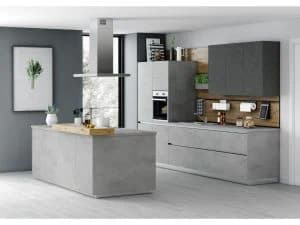 Inselküche 52.210 13 520, Beton Nebelgrau Nachbildung