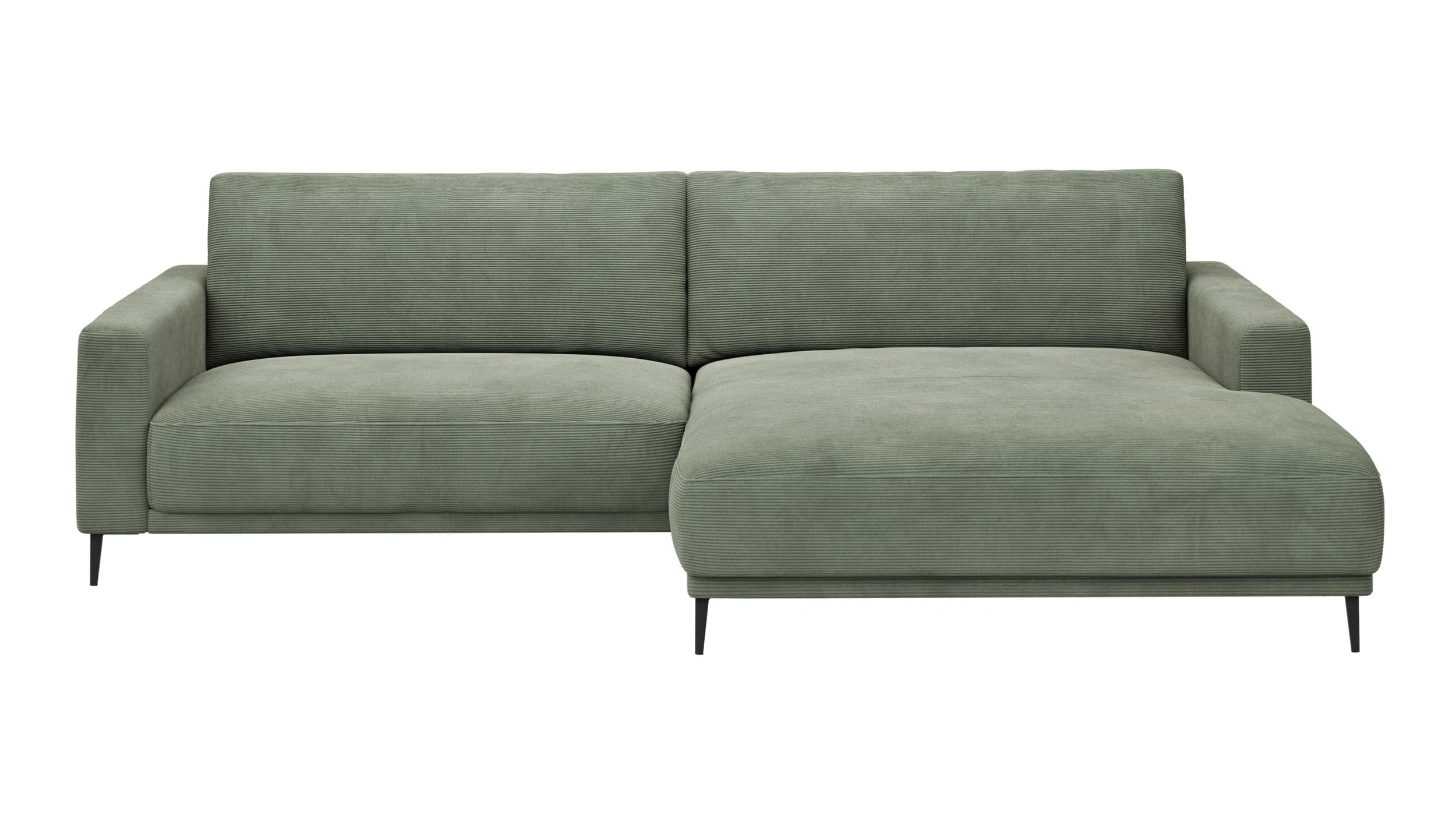 Ecksofa Solero 2.0 - 1,5-Sitzer mit Longchair groß rechts, Stoff, Olivgrün