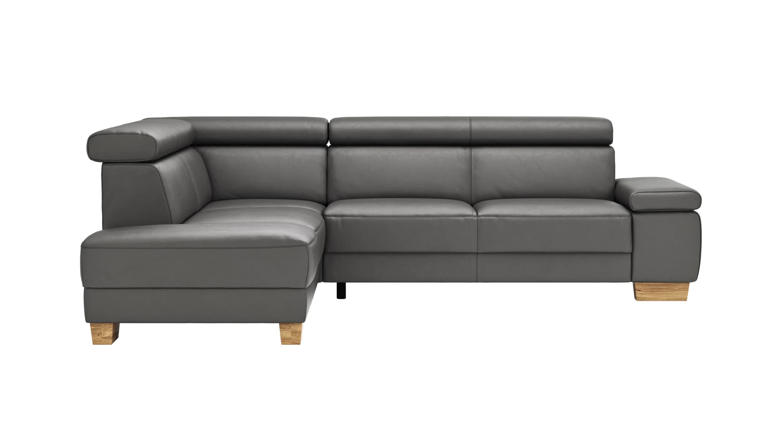 Ecksofa Philadelphia - Ecke links, 2,5-Sitzer, Kopfteil verstellbar (manuell), Sitzvorzug (motorisch), Leder, Anthrazit
