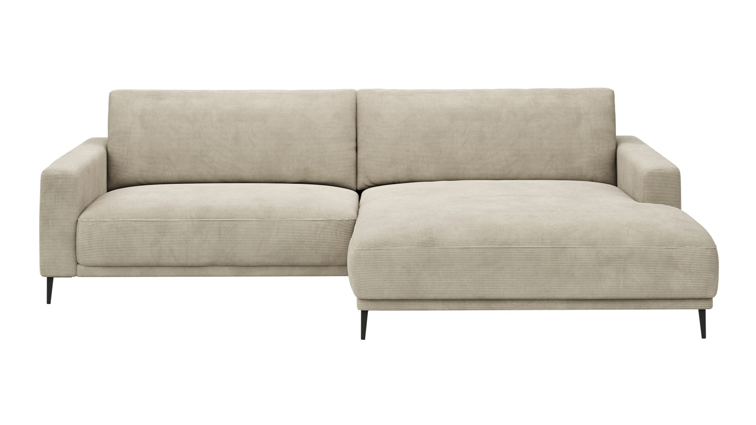 Ecksofa Solero 2.0 - 1,5-Sitzer mit Longchair groß rechts, Stoff, Sand