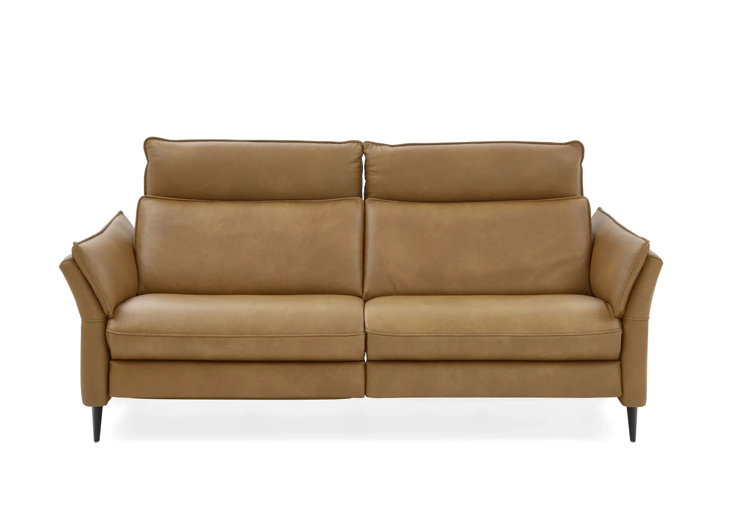 Sofa - 3-Sitzer mit Kopfteil verstellbar, Leder, Braun