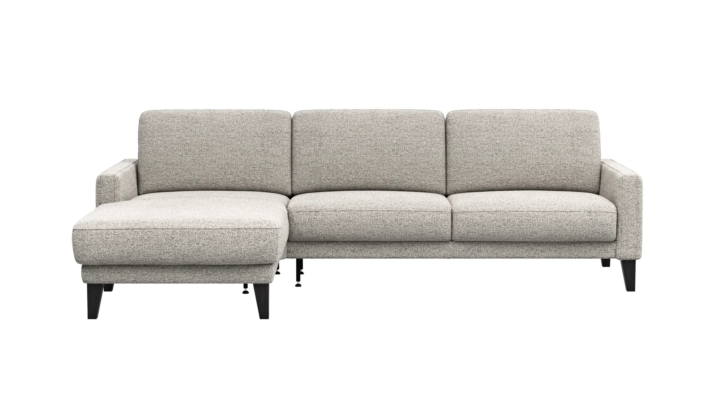 Ecksofa Matero - Longchair mit 2,5-Sitzer rechts, Stoff, Hellgrau