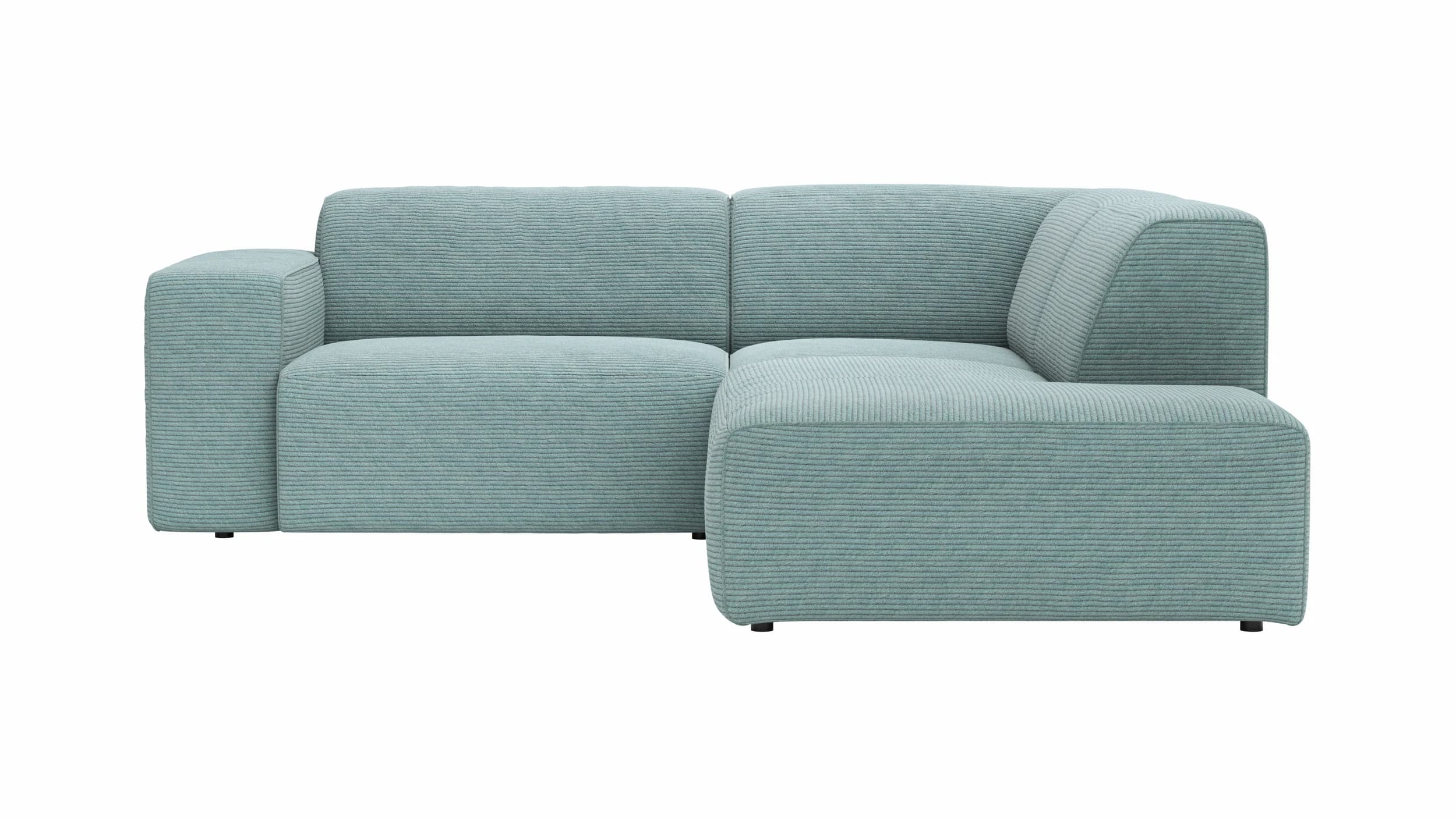 Ecksofa Elementos - 1,5-Sitzer links mit Ecke rechts, Stoff, Seablue