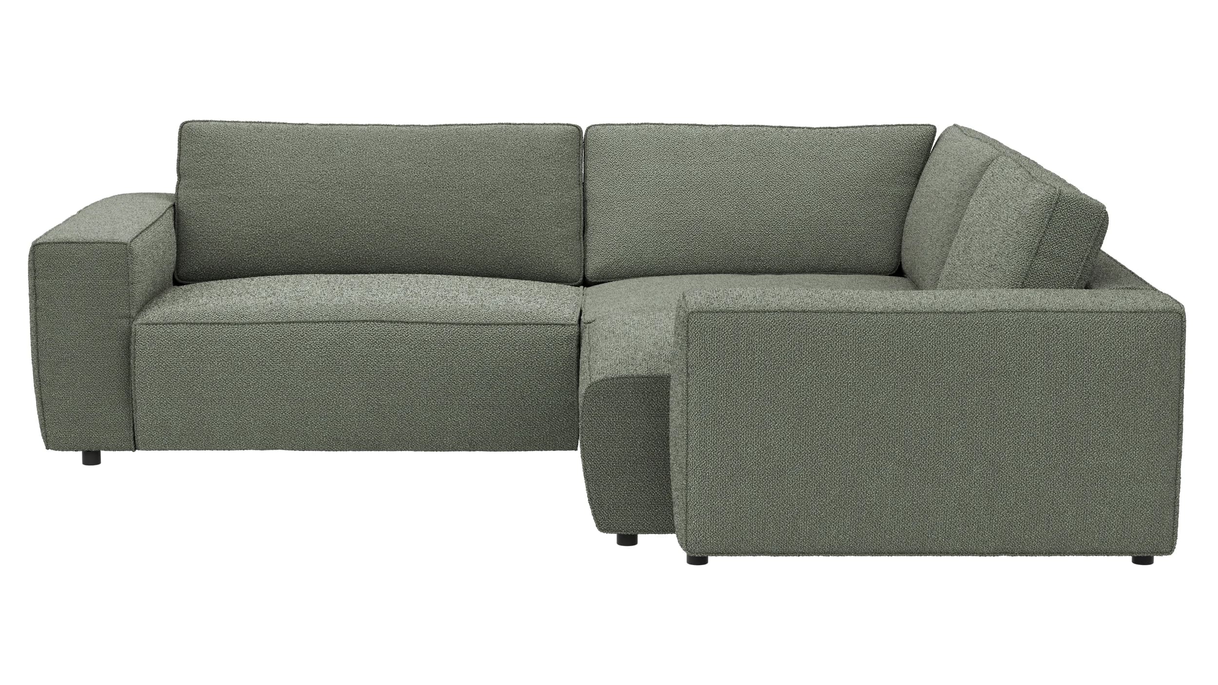 Ecksofa Lilaia - 2-Sitzer links, Ecke, 1,5-Sitzer Tief, Stoff, Olivgrün