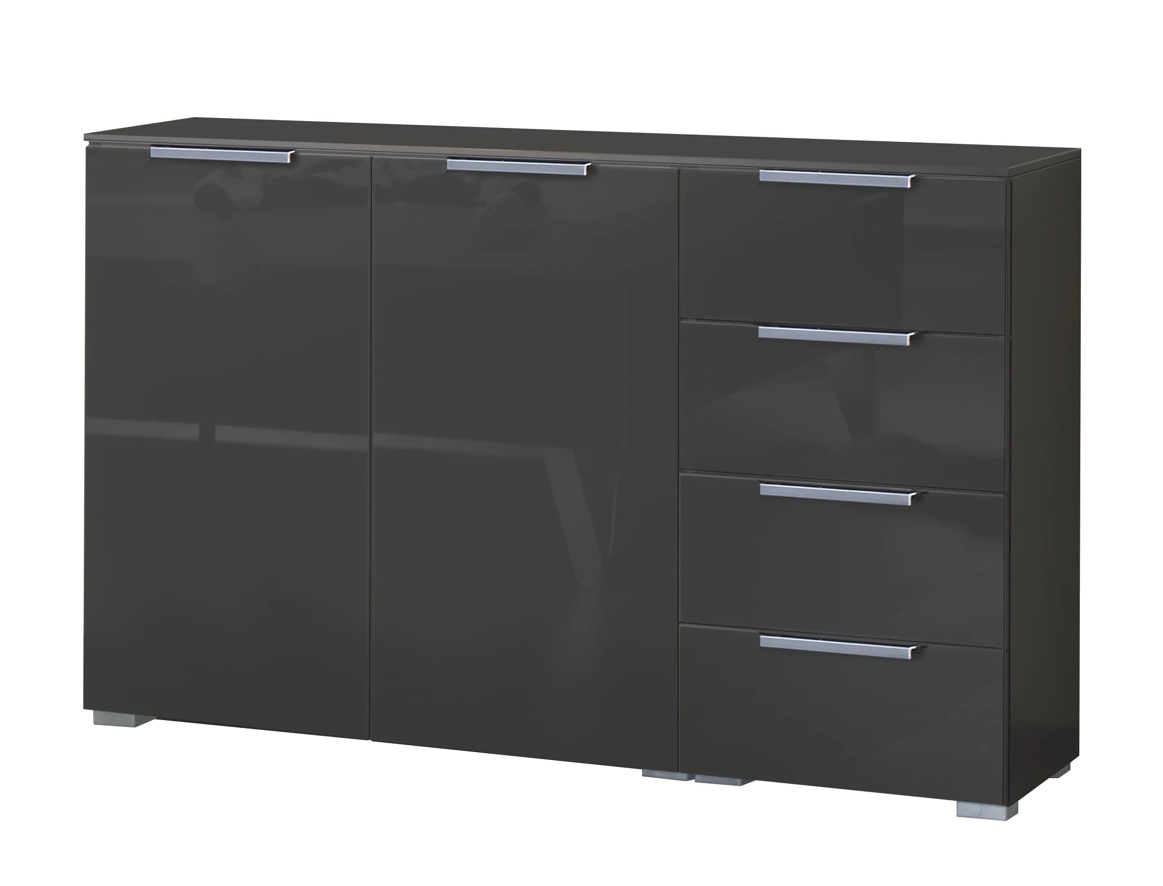 Kombikommode - B. ca. 120 cm, Farbglas Basalt