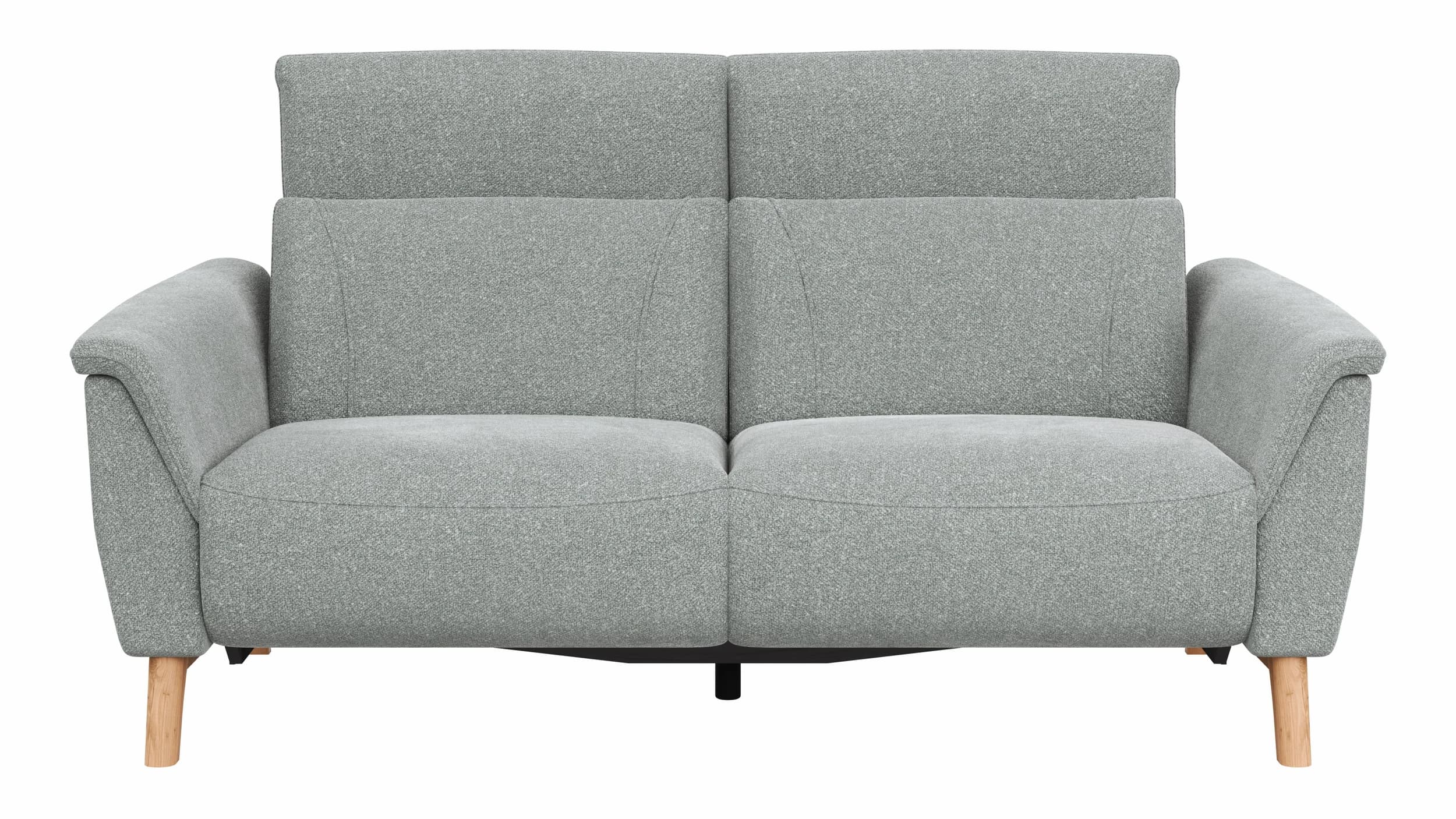 Sofa Nevin - 2,5-Sitzer inkl. Sitzvorzug (motorisch) und Kopfpolsterverstellung, Stoff, Silbergrau