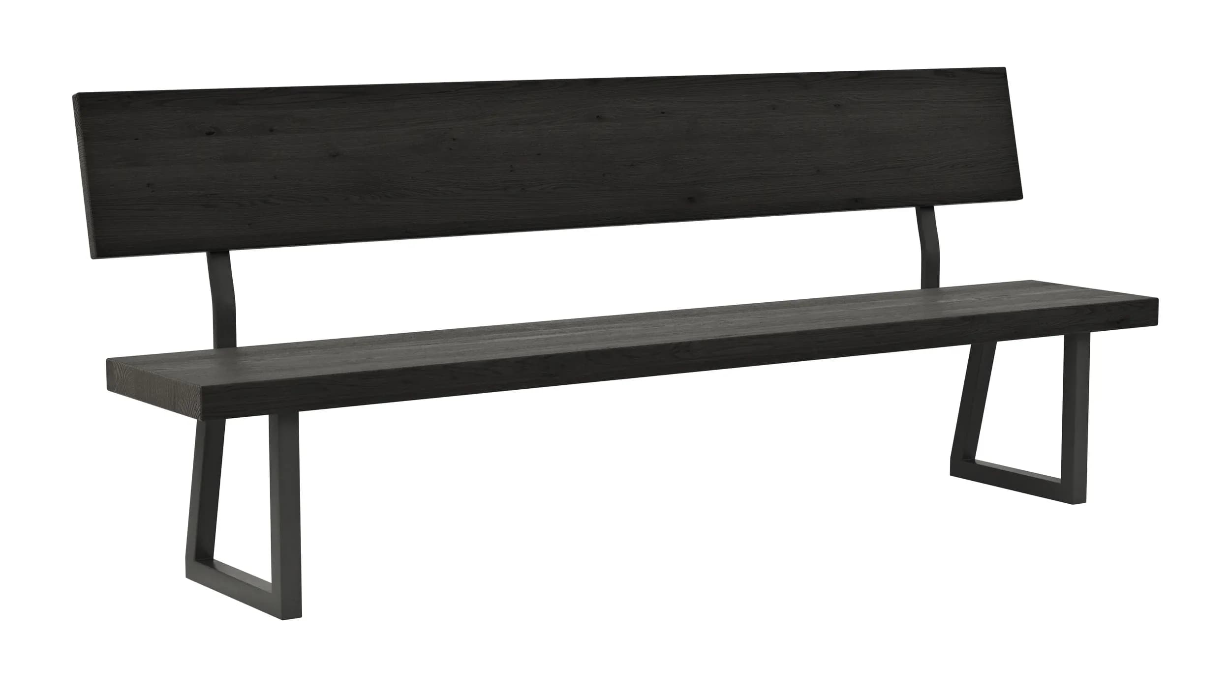 Holzbank Clifton - mit Rückenlehne, Breite ca. 220 cm, Zerreiche massiv, smoked