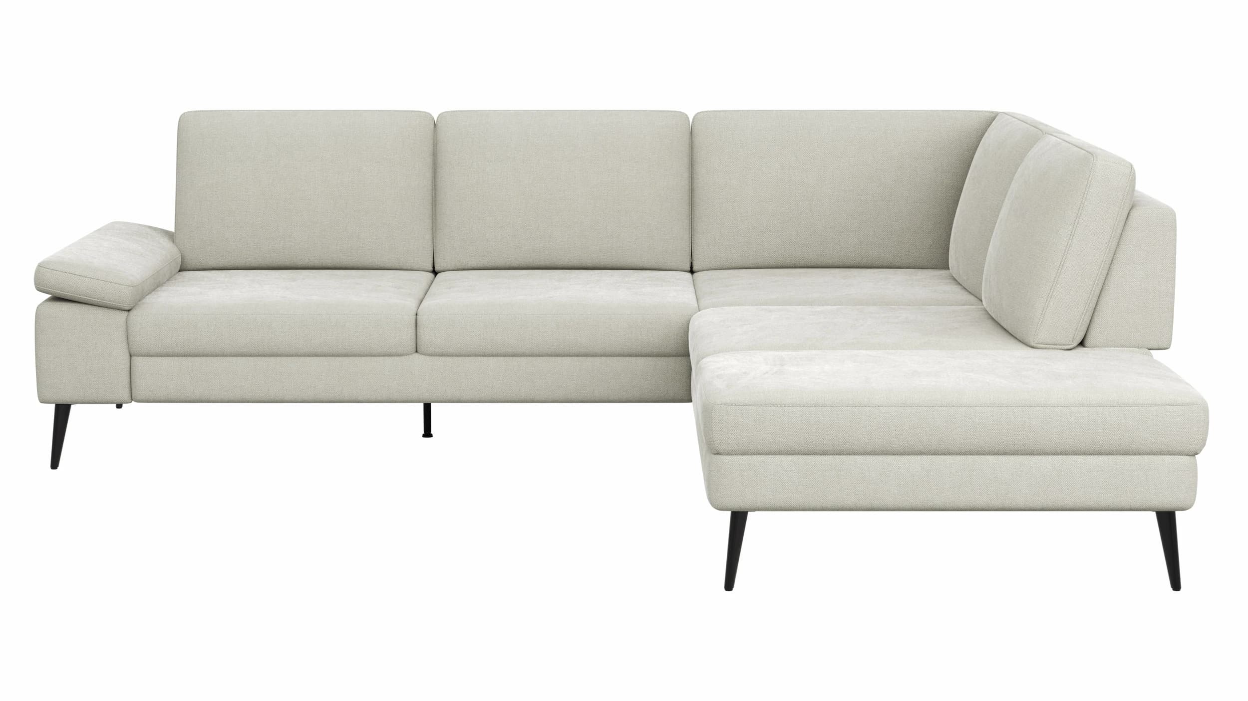 Ecksofa Houston - 2,5-Sitzer, Eckelement und 1-Sitzer mit Abschlussteil rechts, inkl. Sitztiefenverstellung und Armlehne klappbar, Stoff, Natur