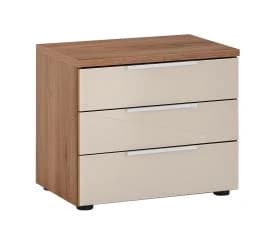 Nachtkonsole - mit 3 Schubkästen, B.ca. 58 cm, Eiche Dekor, Elfenbeinglas