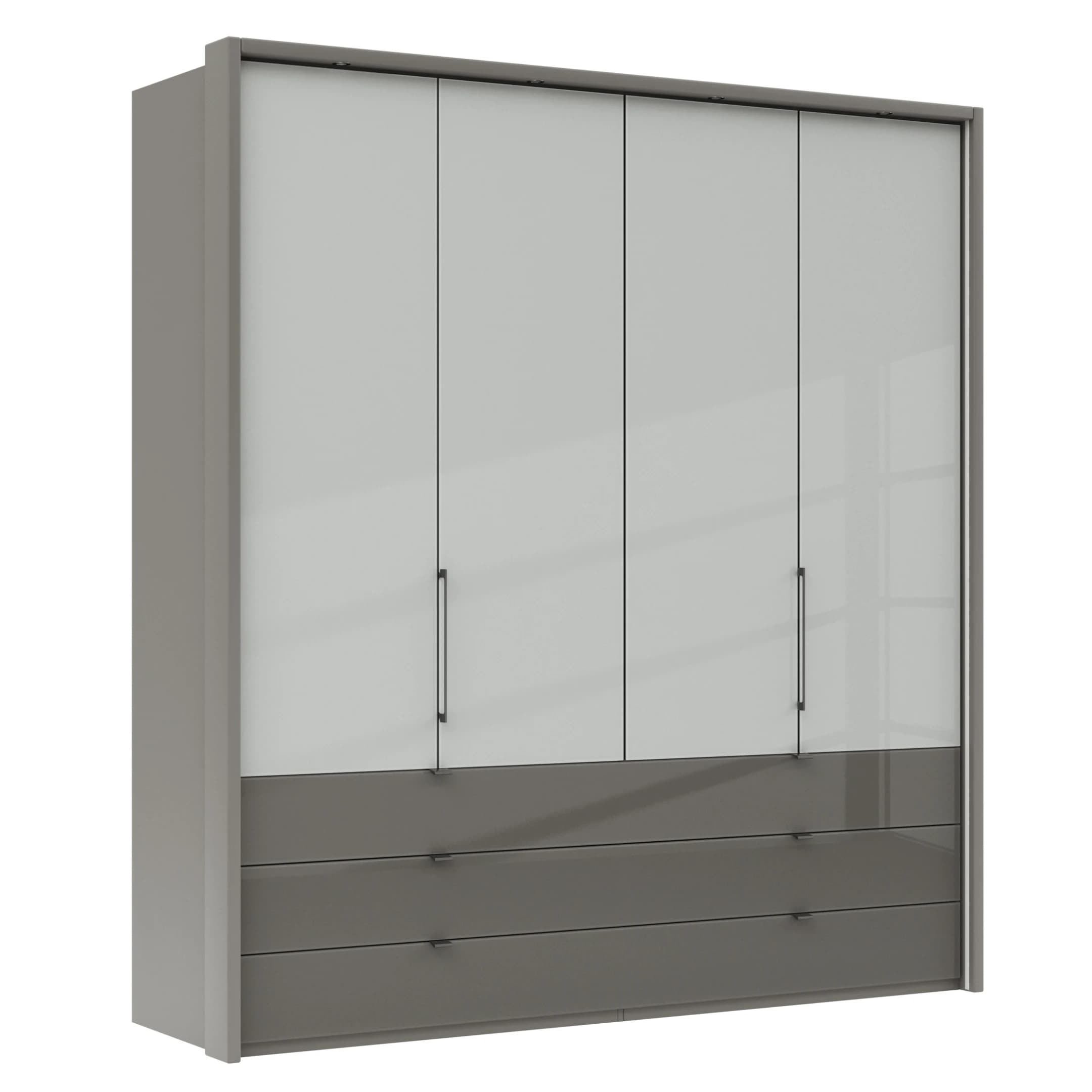 Drehtürenschrank Marbella - B. ca. 157cm, Korpus Melamin, Grau, Front Glas, Weiß
