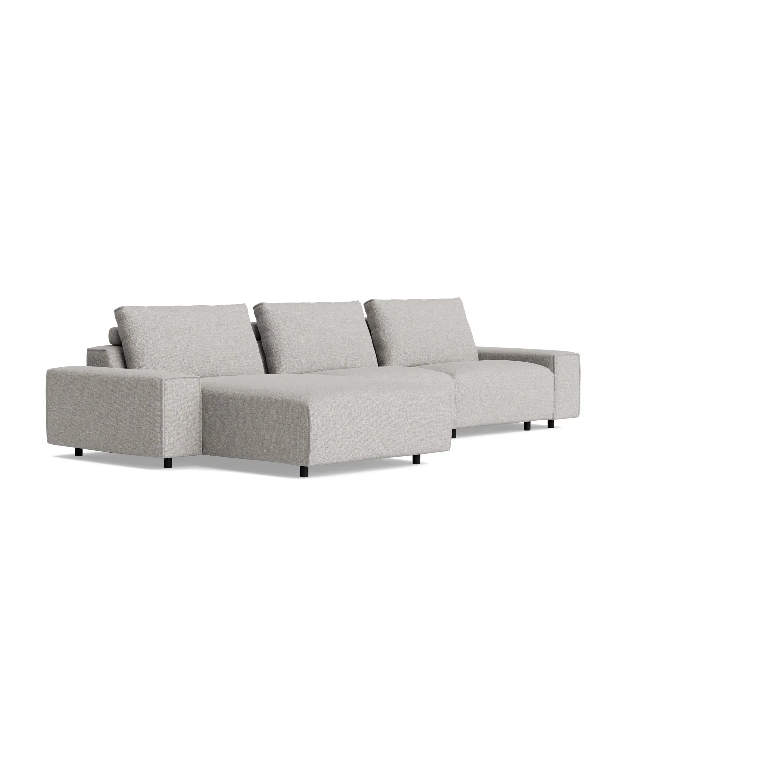 Ecksofa Serava - Longchair links mit 2,5-Sitzer, inkl. Relaxfunktion, Stoff, Grau