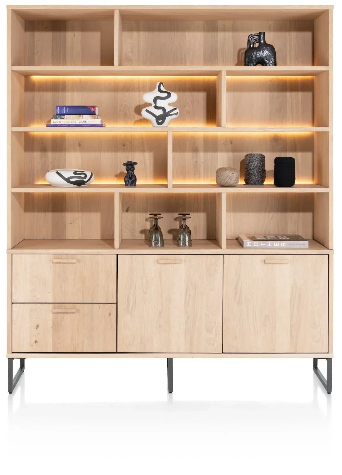Castello, Buffet 181 cm - 2-Türen + 2-Laden + 9-Nischen (+ LED)