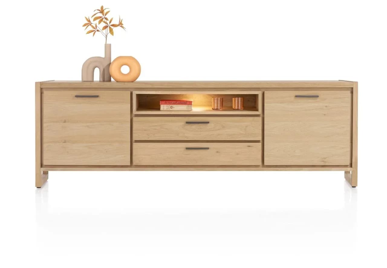 Nystead, Sideboard 210 cm. - 2-Türen + 2-Laden + 1-Nische (+ LED)