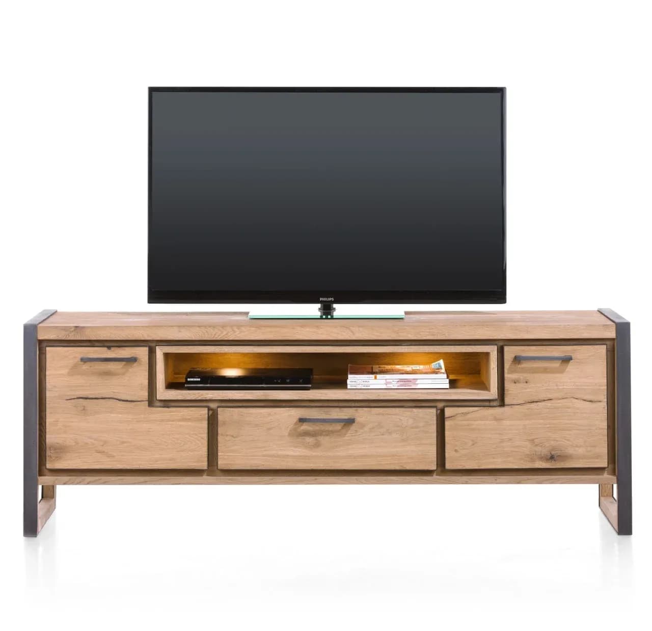Metalo, Lowboard 170 cm - 2-Türen + 1-Lade + 1-Nische (+ LED)