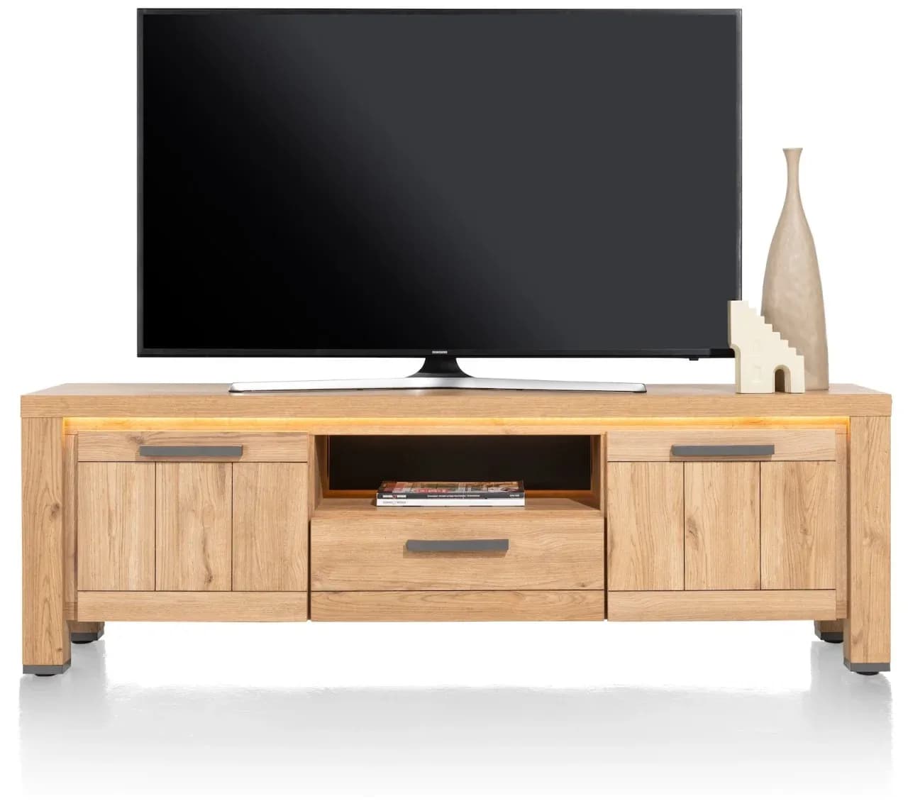 Delmonte, Lowboard 170 cm - 2-Türen + 1-Lade + 1-Nische (dimmbare LED-Beleuchtung)