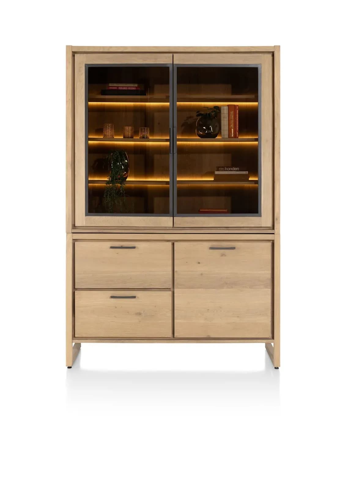 Nystead, Buffet 140 cm. - 1-Tür + 2-Glastüren + 2-Laden (+ LED)
