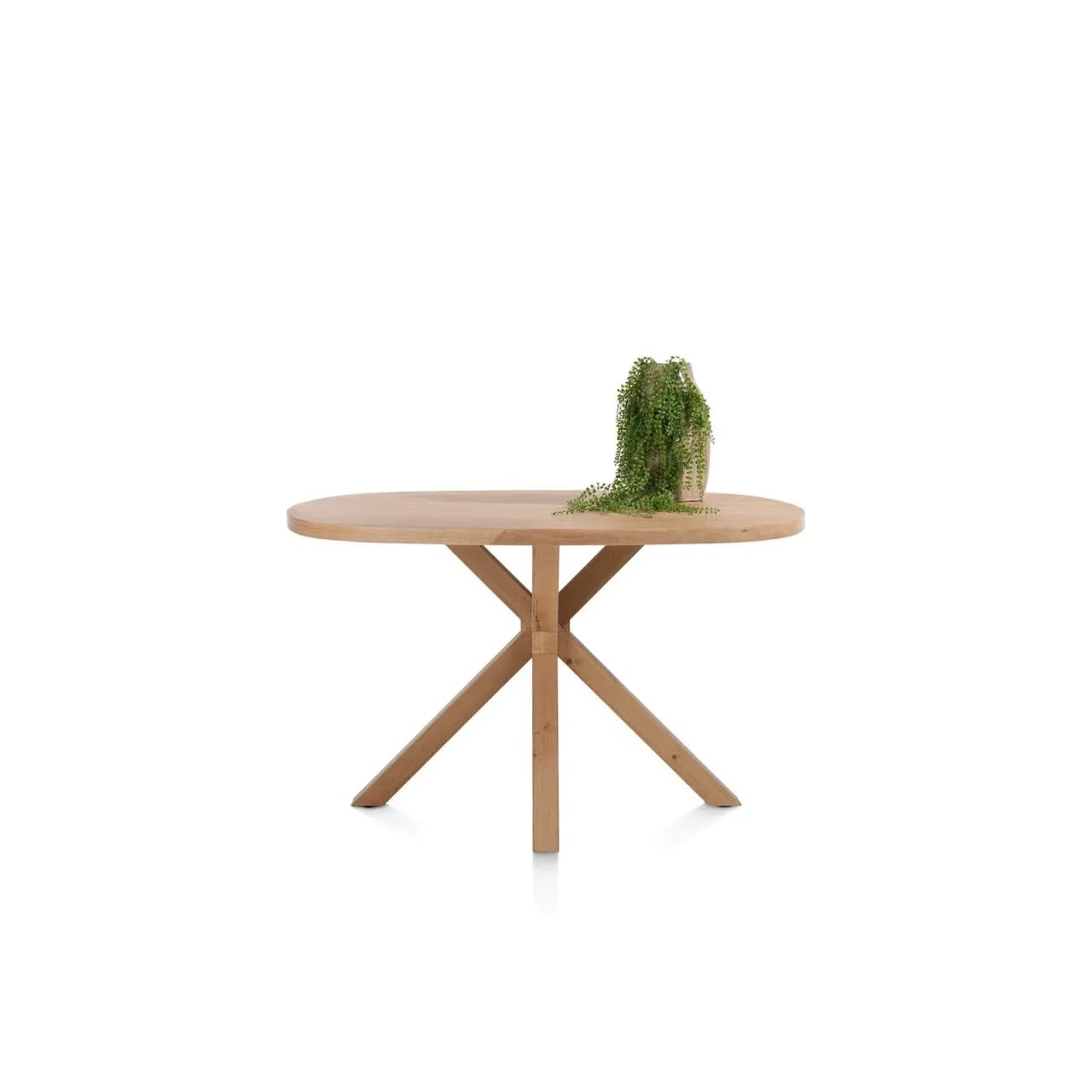 Nyborg, Tresentisch 150 x 110 cm - oval - Mittelfuß Holz (Höhe: 92 cm)