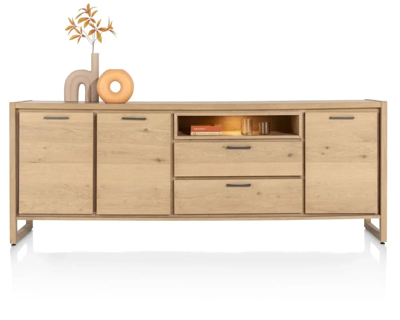 Nystead, Sideboard 240 cm. - 3-Türen + 2-Laden + 1-Nische (+ LED)
