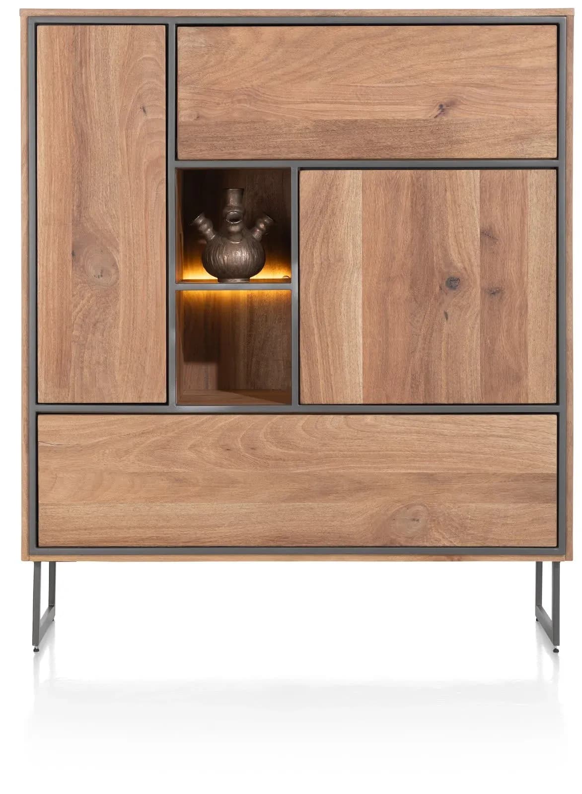 Trapani, Highboard 120 cm - 2-Türen + 2-Laden + 2-Nische (+ LED)