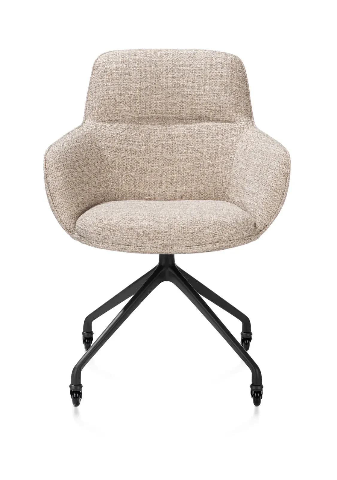 Mateo, Armlehnstuhl - Rollen - rough off black - bellini