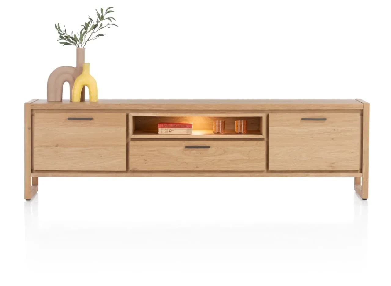 Nystead, Lowboard 210 cm. - 2-Türen + 1-Lade + 1-Nische (+ LED)