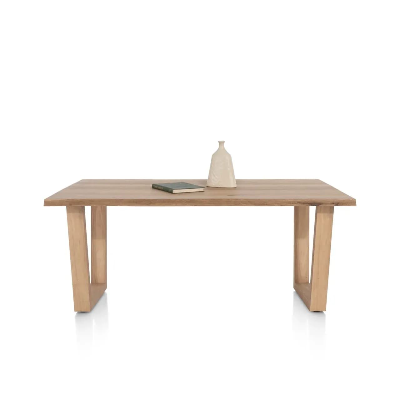 Nyborg, Tisch 200 x 100 cm - Tischplatte mit natürliche Baumkante - V-Fuß Holz