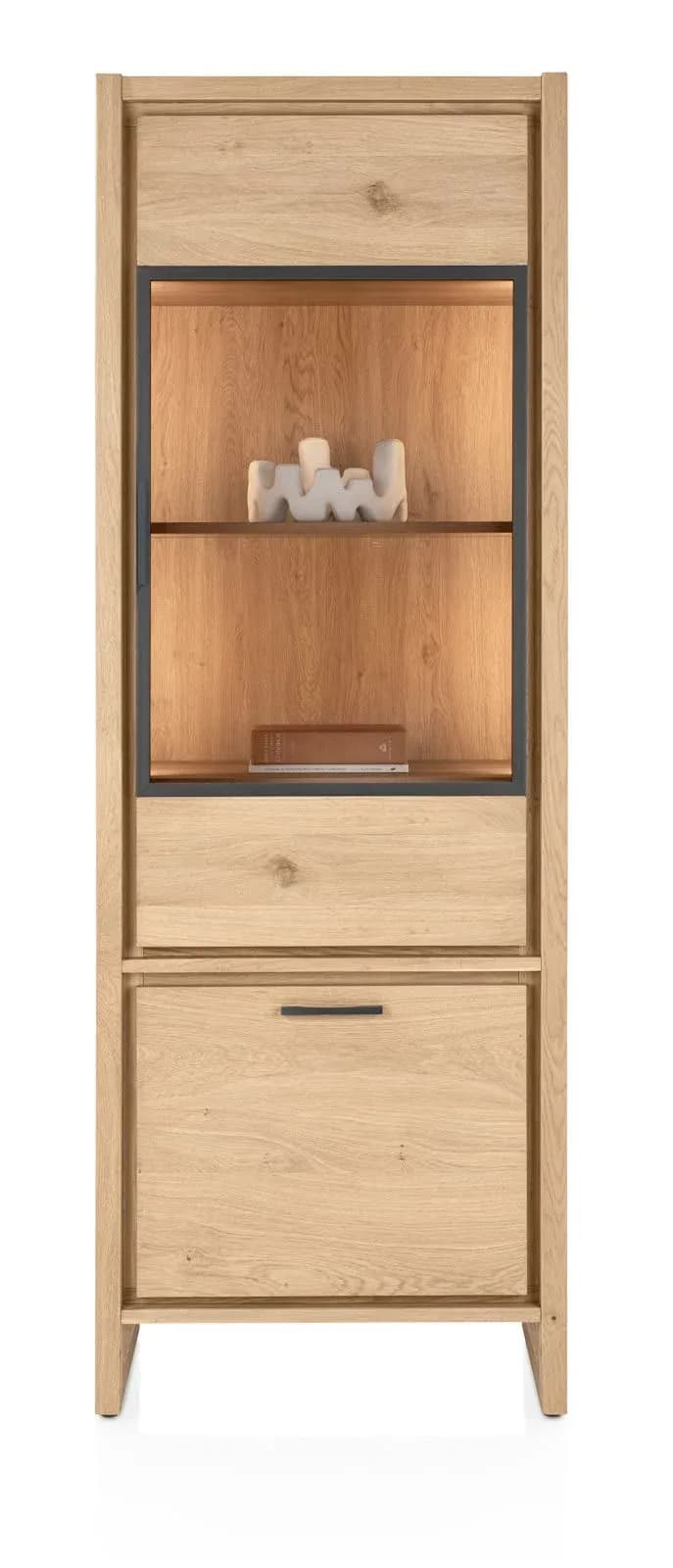 Nystead, Vitrine 70 cm - 1-Glastür + 1-Tür (+ LED)